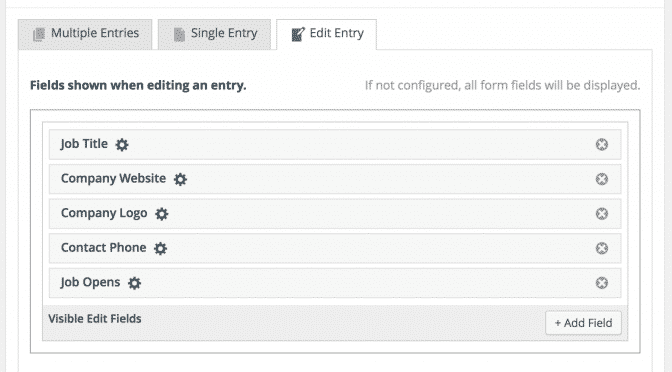 Edit Entry Configuration