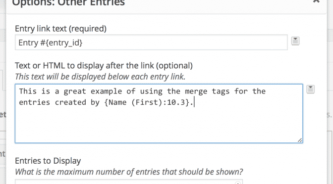 Configuring the new Other Entries field