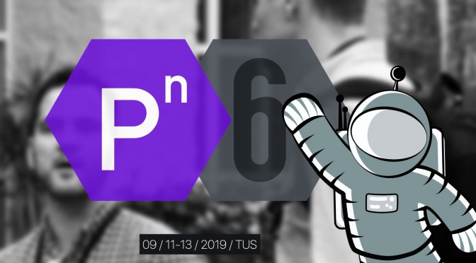 Floaty waving to you in front of the PressNomics 6 logo. Come say hi!