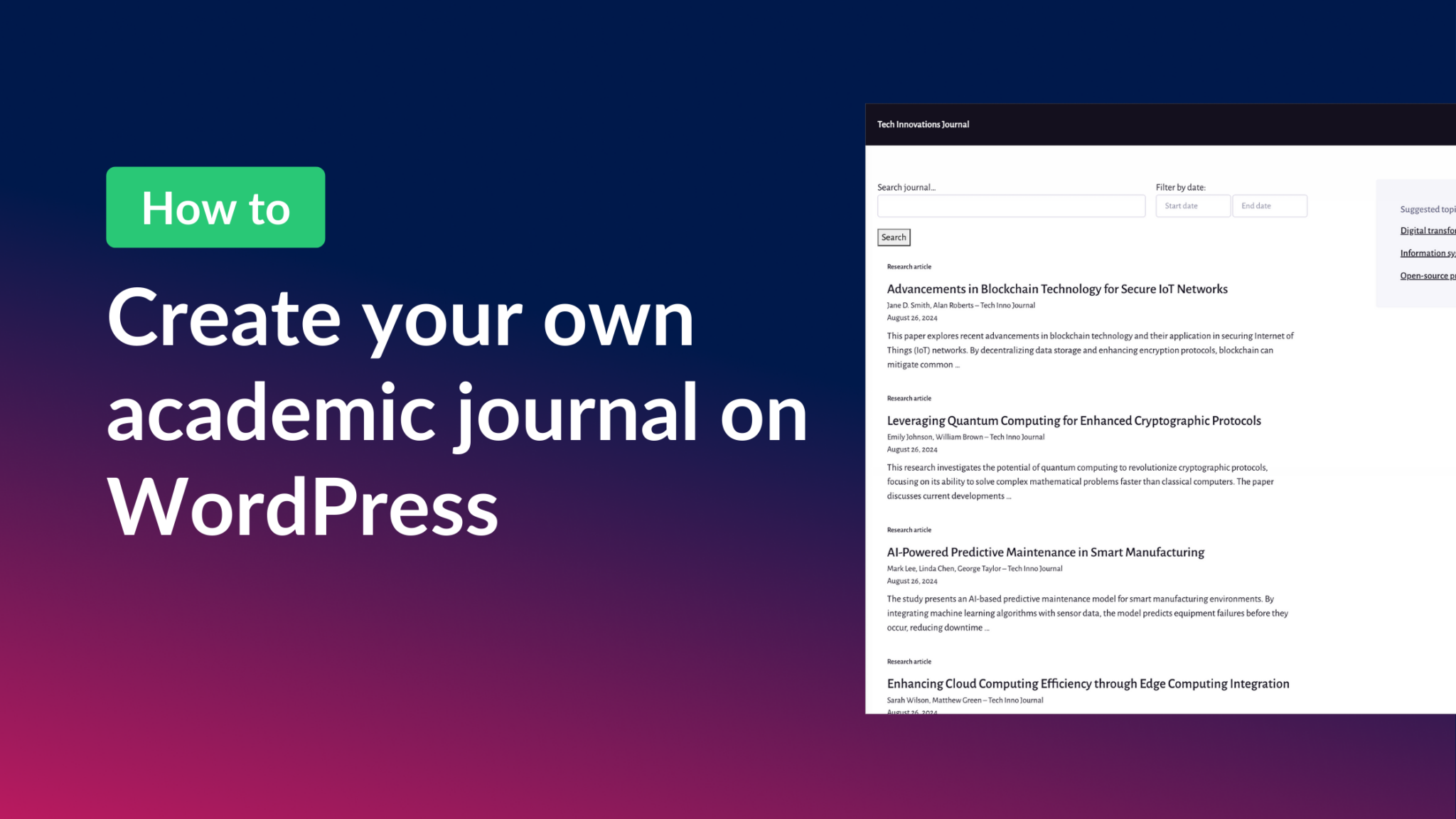 How to create your own academic journal on WordPress