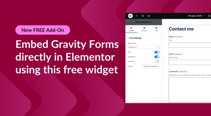 New free Add-On: Embed Gravity Forms directly in Elementor using this free widget