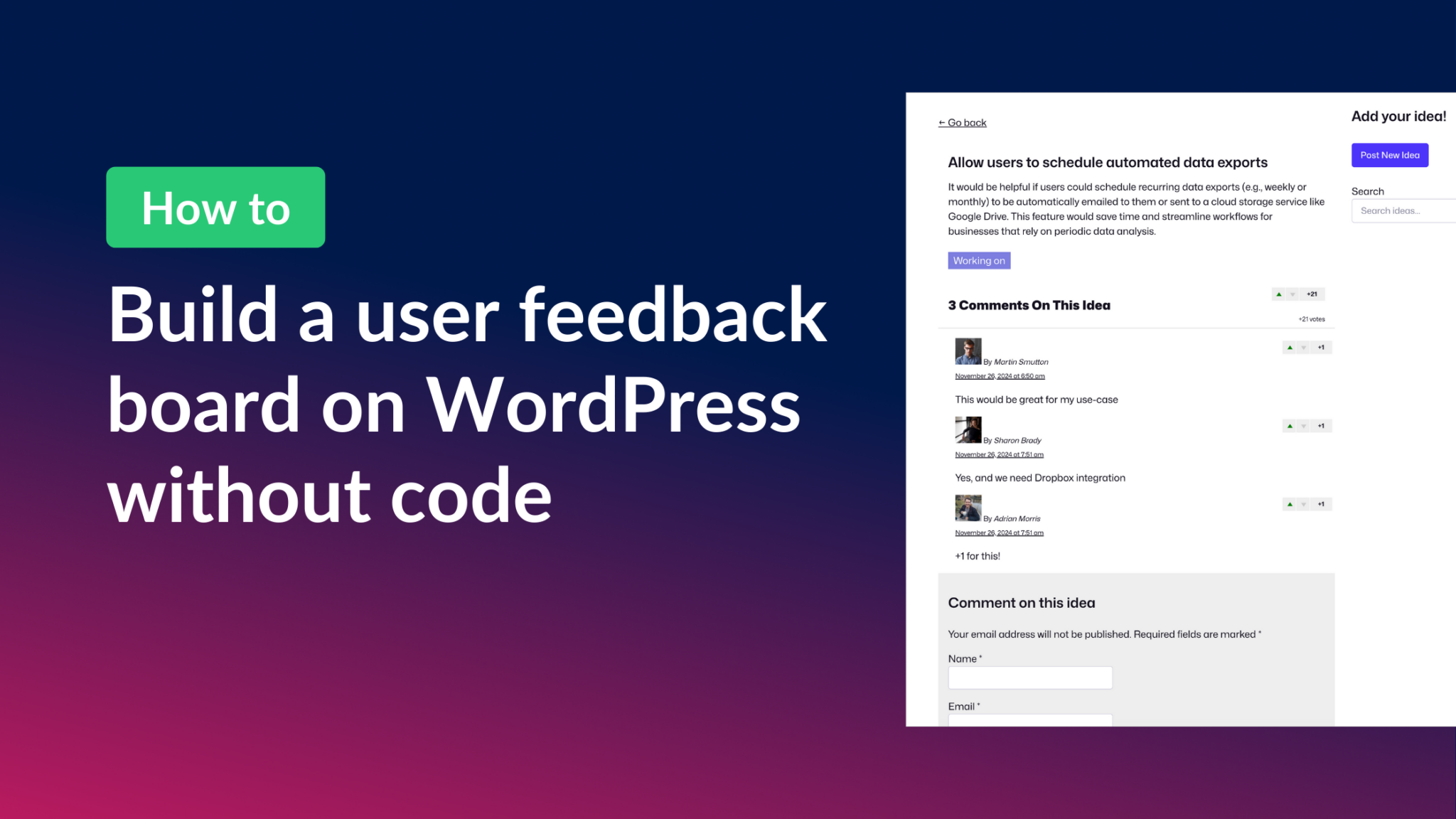 How to build a user feedback board on WordPress without code