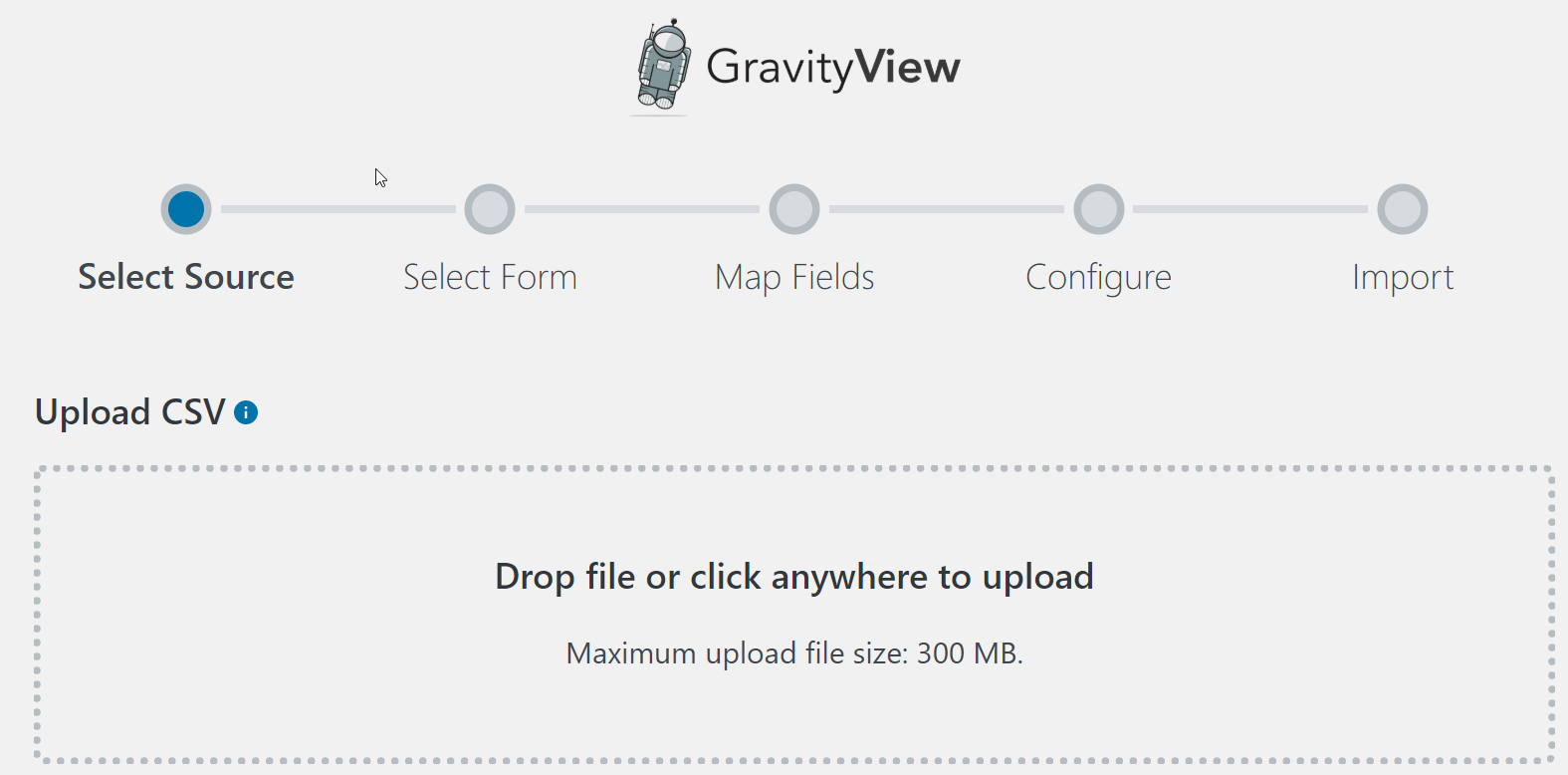Uploading a csv file via drag and drop or by clicking in the upload area