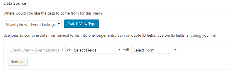 Select data source and join forms using ID fields in GravityView
