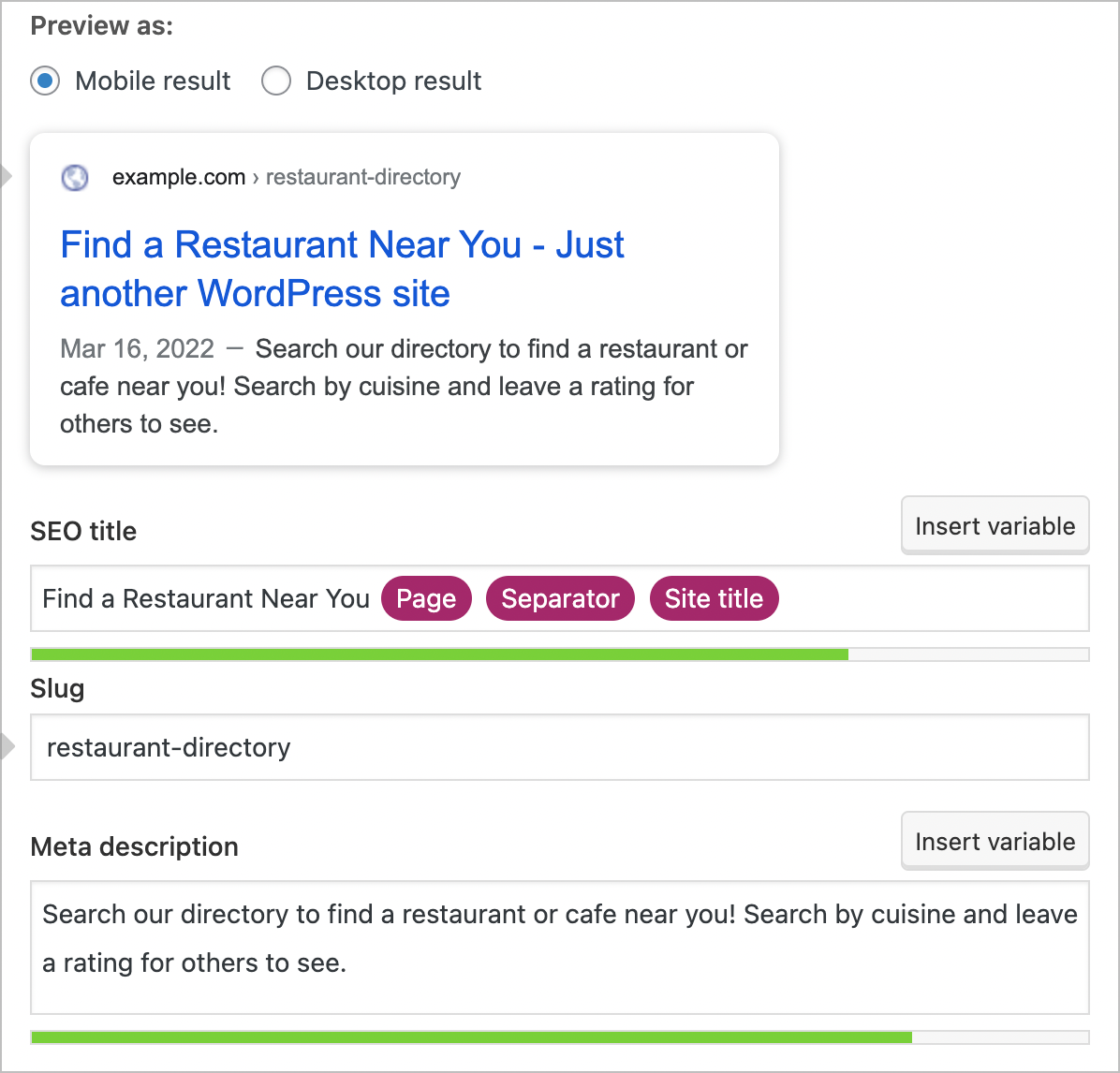 The Yoast SEO meta box in WordPress