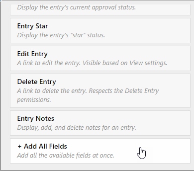 Adding all fields to a View