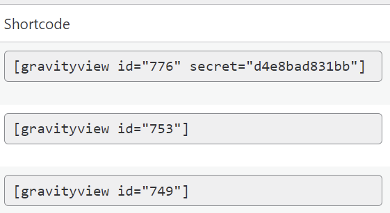 Shortcode examples with optional secret attribute for enhanced security