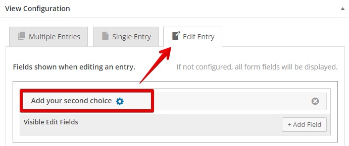 Edit Entry page showing field configuration options for conditional logic