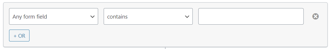 Filter form with dropdowns for field selection and criteria, plus add condition button for entry approval filtering