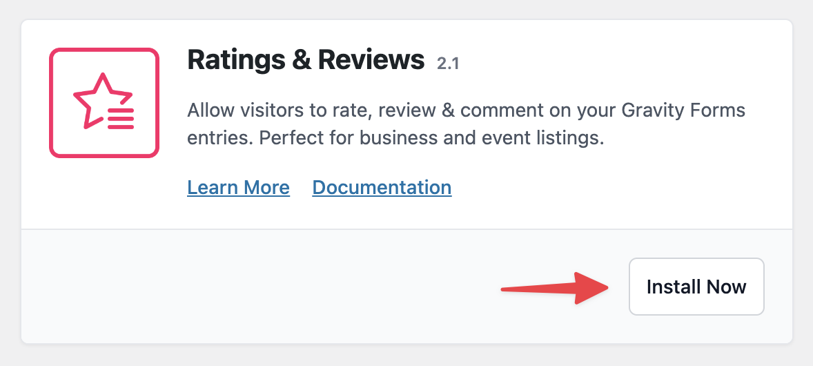Ratings & Reviews setup prompt with