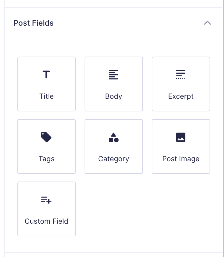 A screenshot of the Post Fields