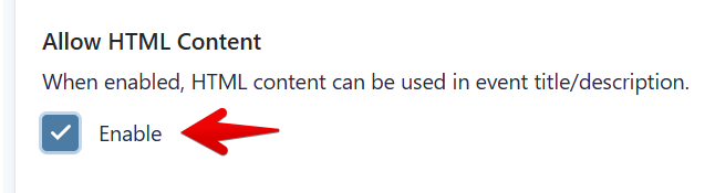 Option to enable HTML content in event title or description