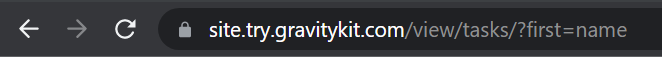 Browser address bar showing URL with a query string: ?first=name