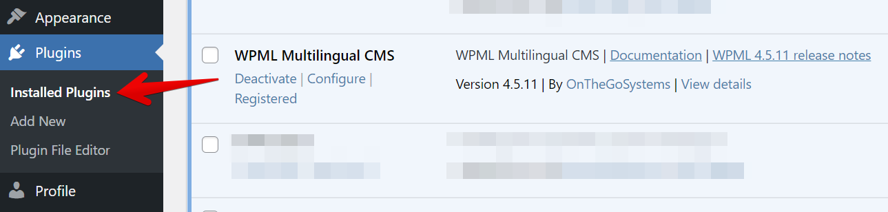 WPML Multilingual CMS plugin options in the WordPress dashboard