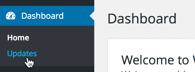 Select "Updates" in the WordPress Dashboard menu for latest changes display