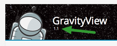 GravityView logo version 1.1 highlighted, indicating an update issue