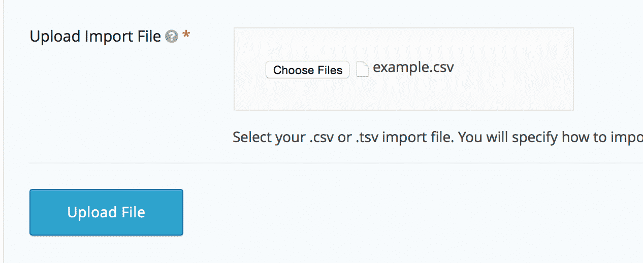 Choose and upload a CSV file to import for processing
