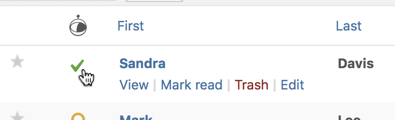 Click a checkmark icon to approve an entry in Gravity Forms Entries screen