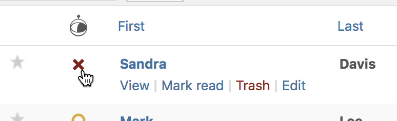 Click red 'X' icon to disapprove an entry in Gravity Forms Entries screen